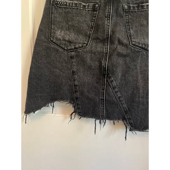 Blank NYC Black Distressed Assymetrical Jean Mini Skirt Women's 27 Goth Punk - Picture 5 of 12